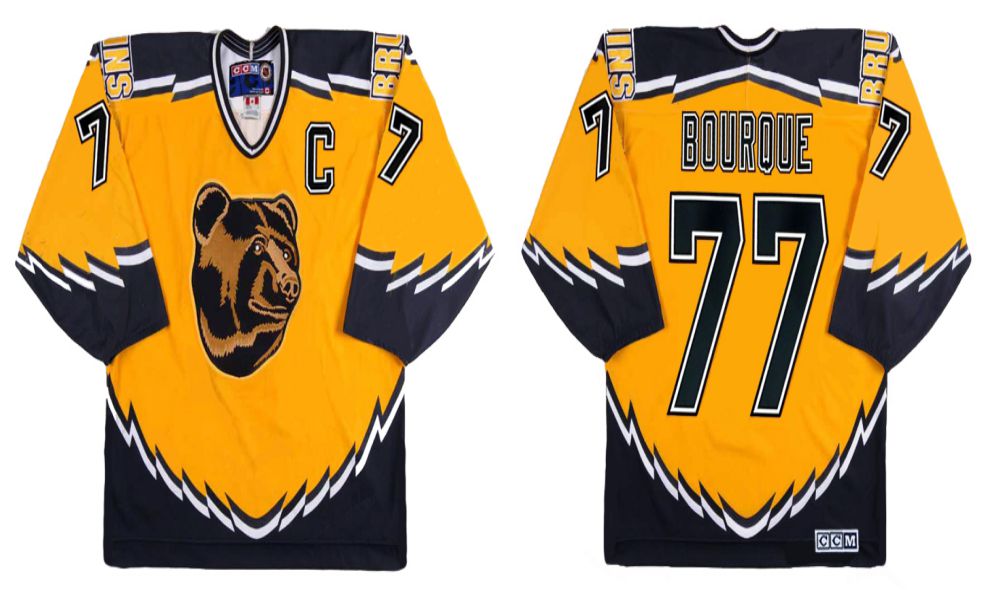 2019 Men Boston Bruins #77 Bouroue Yellow CCM NHL jerseys->boston bruins->NHL Jersey